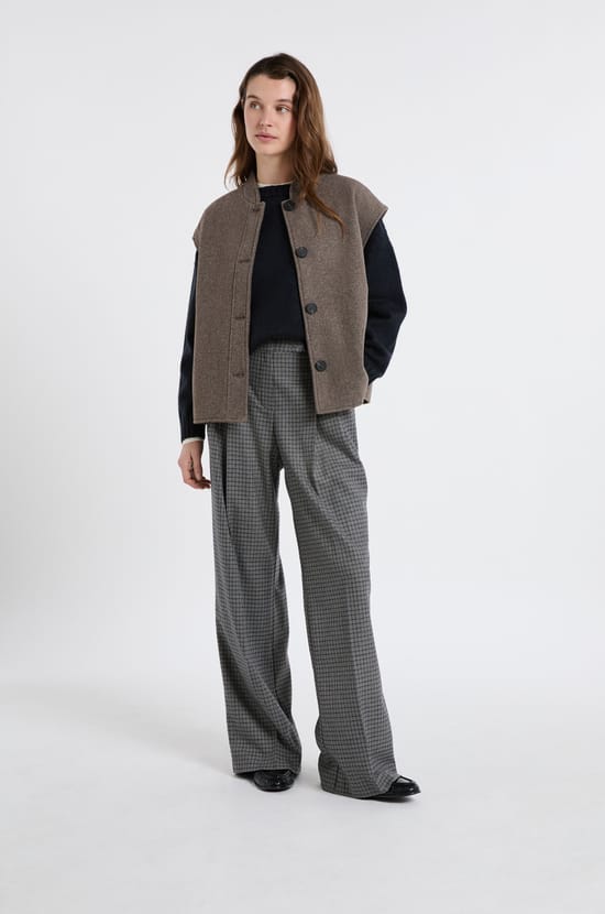 Sleeveless Jacket with Wool;${refinementColor}