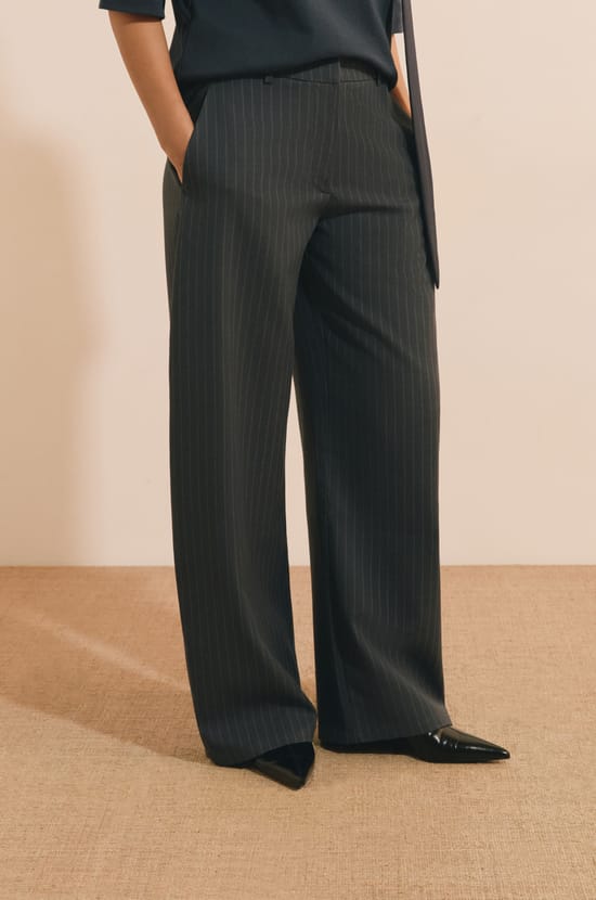 Pantalon droit &agrave; rayures;${refinementColor}