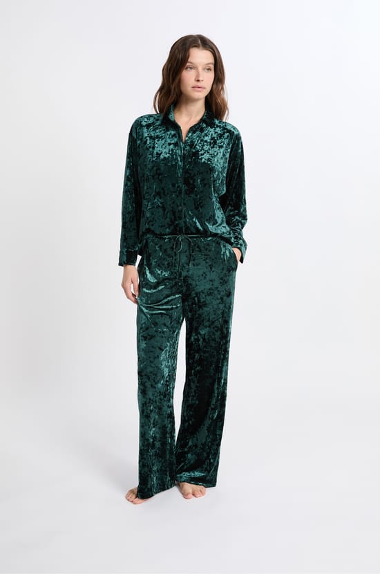 Pantalon de pyjama effet velours;${refinementColor}