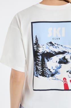 Cotton T-shirt with ski landscape print;${refinementColor}