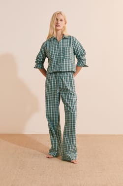 Pantalon de pyjama &agrave; carreaux en coton;${refinementColor}