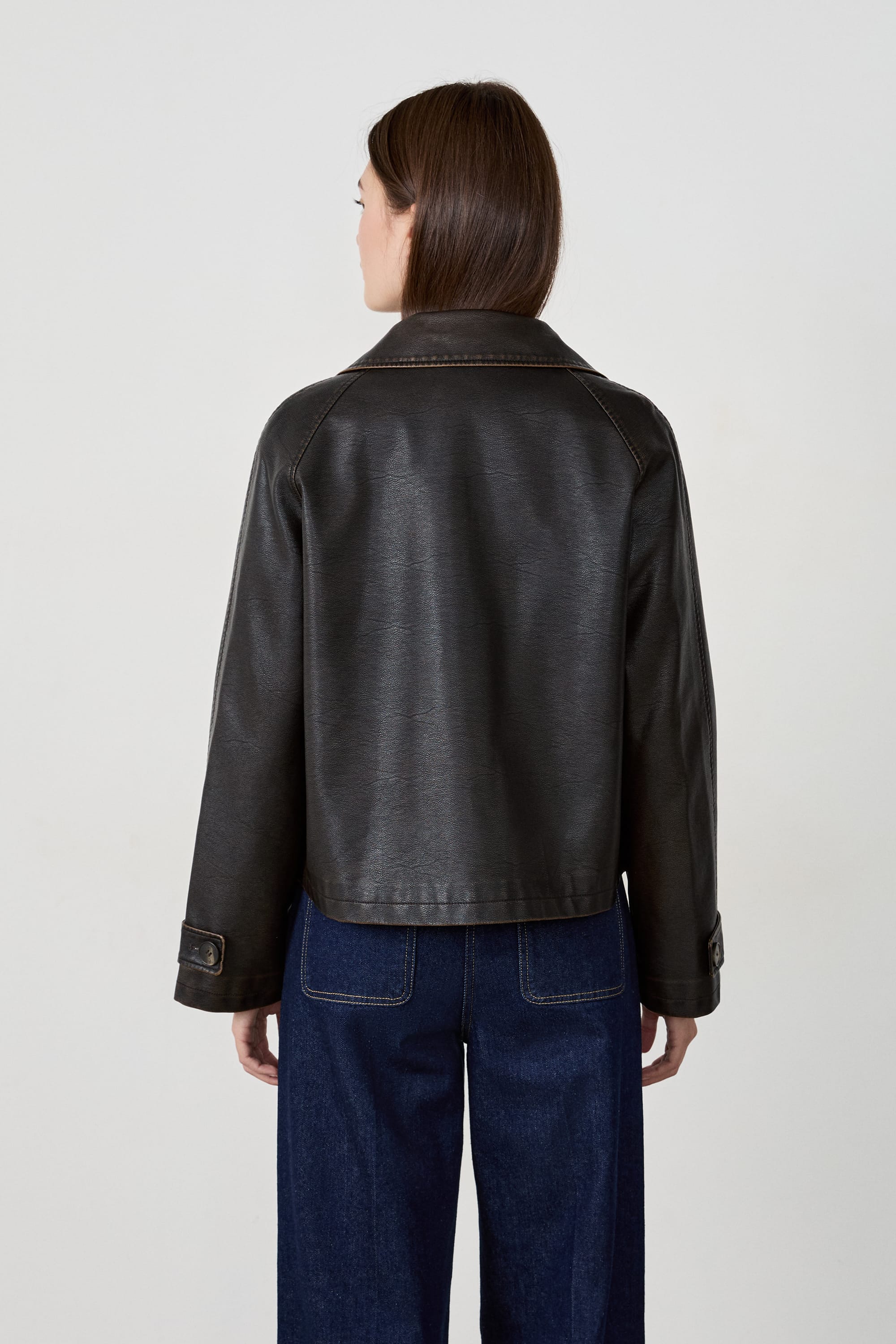 Short faux leather jacket - FLYN - CHOCOLAT - ETAM