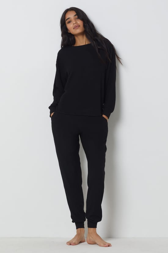 Ensemble Pyjama Velours Épais Côtelé Femme - Pull + Pantalon Doux Et Chaud Automne/Hiver
