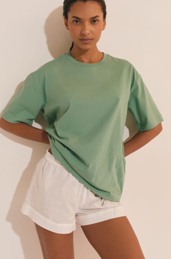 T-shirt de pyjama manches courtes en coton;${refinementColor}