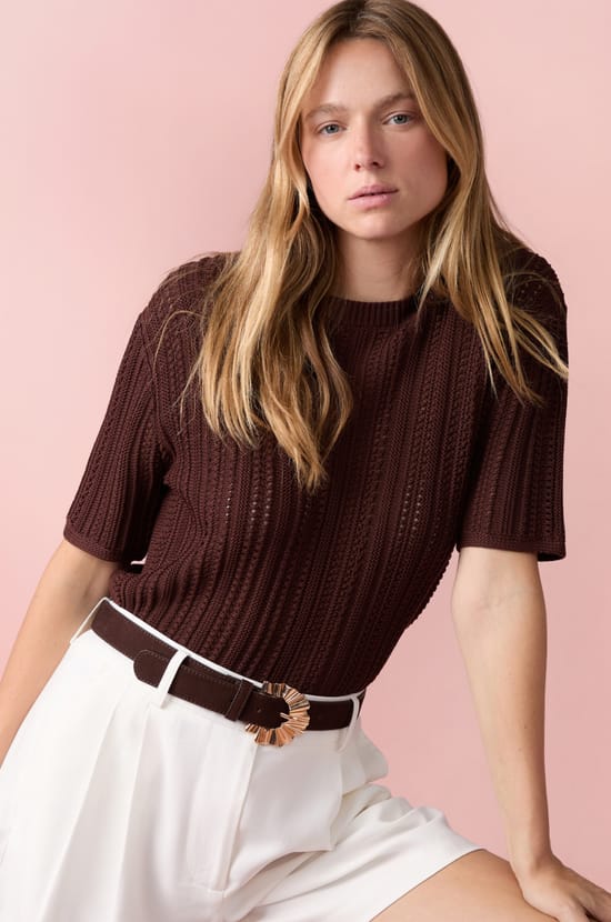 Short-sleeved sweater;${refinementColor}
