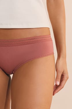 Shorty en microfibre avec d&eacute;tails dentelle;${refinementColor}