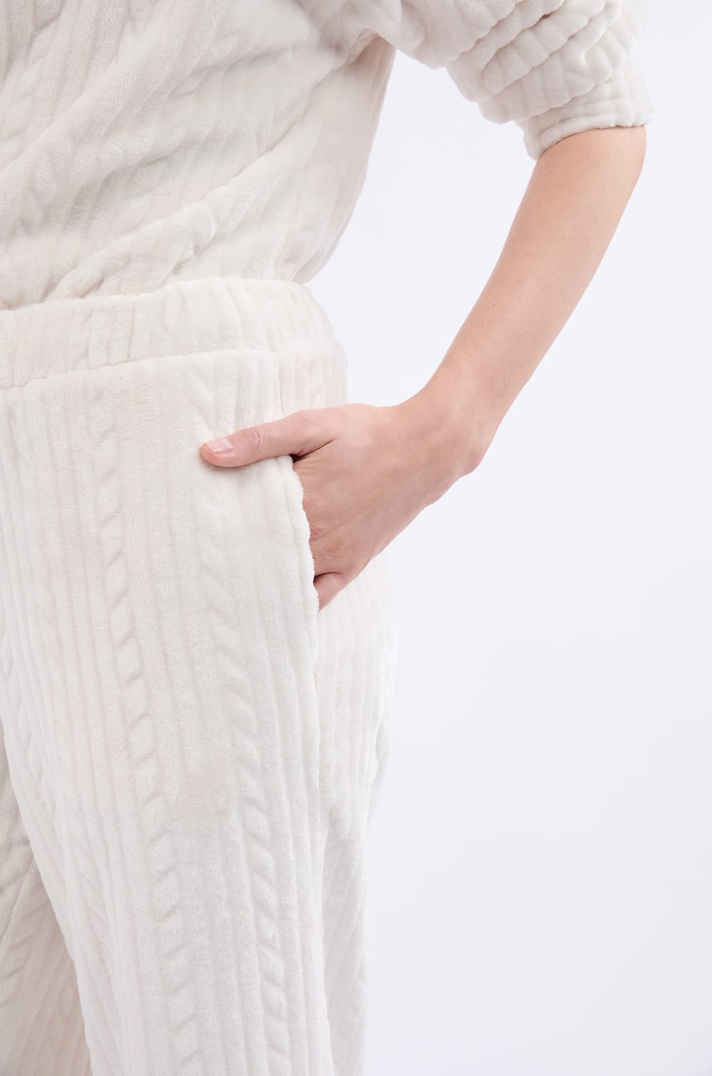 Pantalon de pyjama effet velours;${refinementColor}