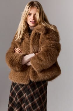 Short Faux Fur Coat;${refinementColor}