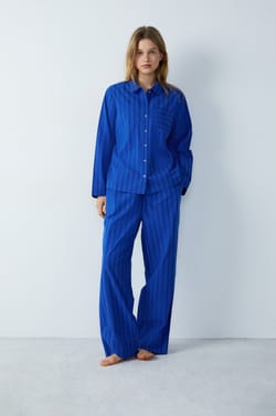 Cotton Striped Pyjama Shirt;${refinementColor}