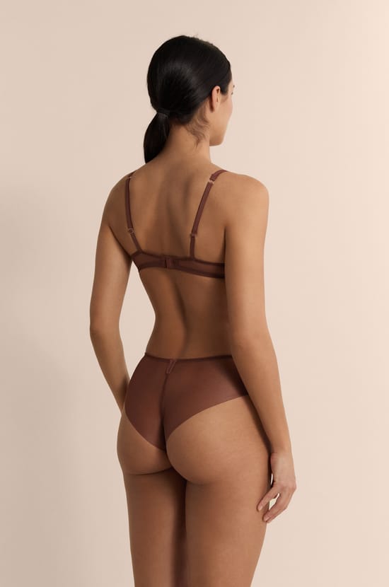 Soutien-gorge balconnet coques fines en tulle;${refinementColor}