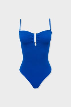 One-Piece Stretch Swimsuit with Metal Jewellery;${refinementColor}