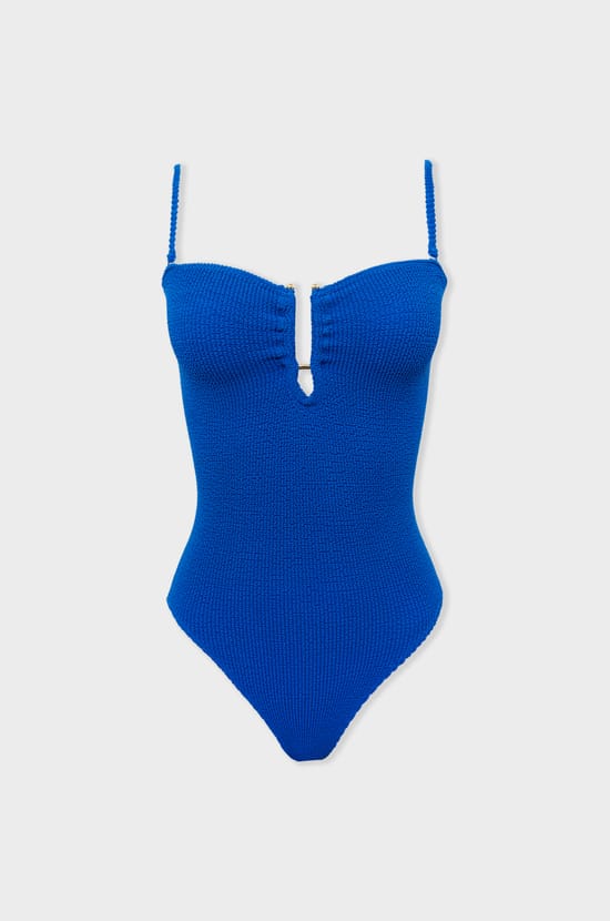 One-Piece Stretch Swimsuit with Metal Jewellery;${refinementColor}