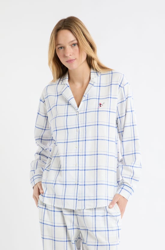 Camisón de algodón a cuadros;${refinementColor}