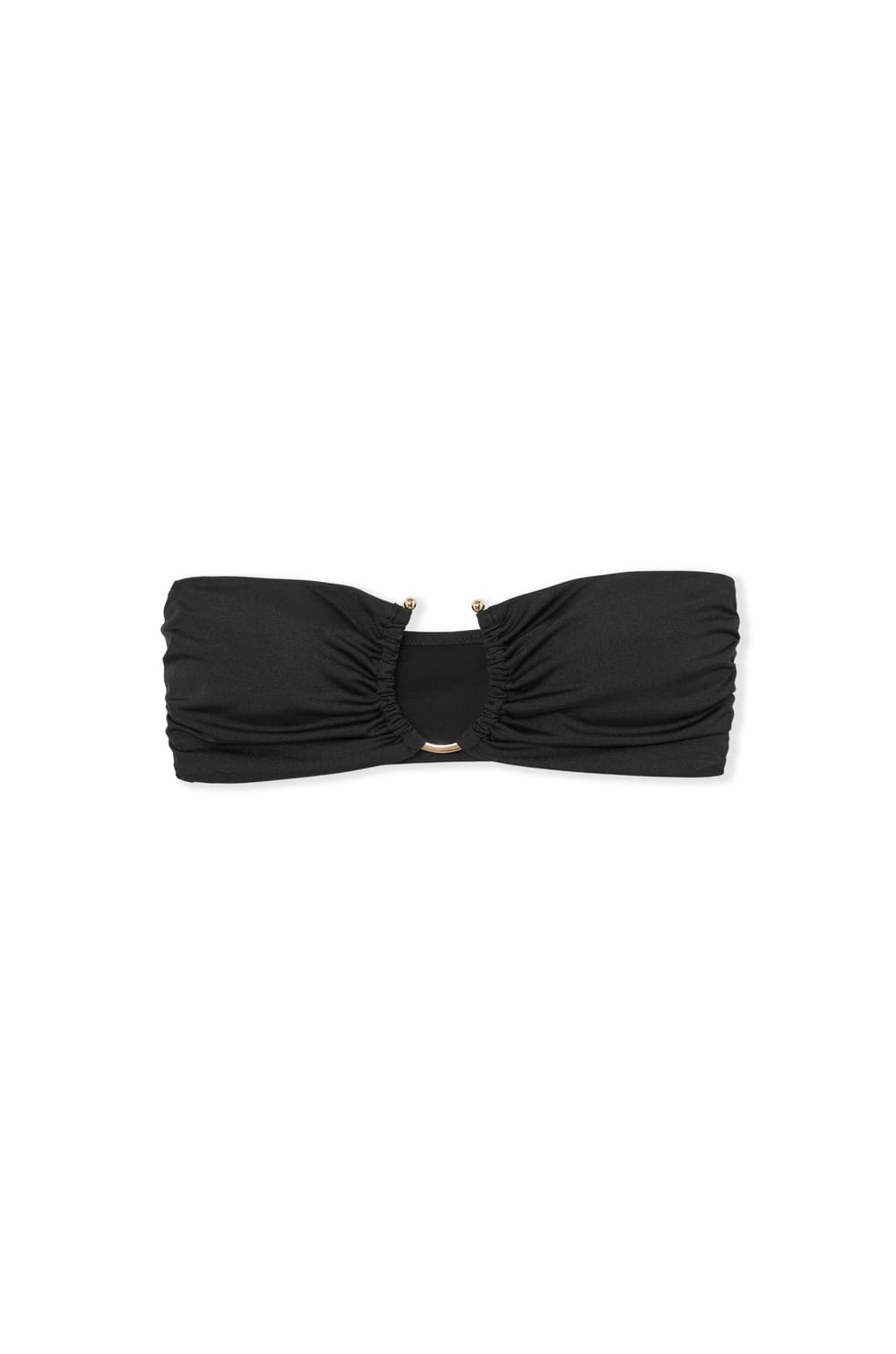 Strapless bikini top with satin ring detail;${refinementColor}