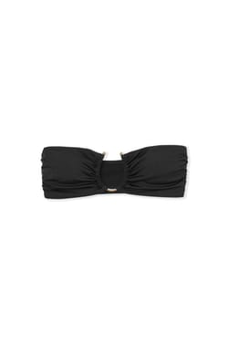 Strapless bikini top with satin ring detail;${refinementColor}