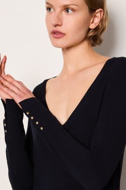 Long Sleeve V-Neck Sweater;${refinementColor}