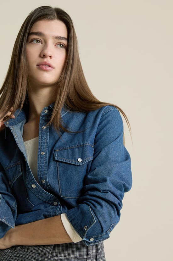 Denim-effect shirt;${refinementColor}