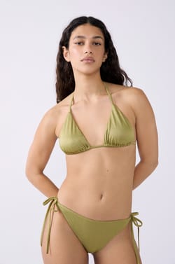 Glittery Triangle Bikini Top;${refinementColor}