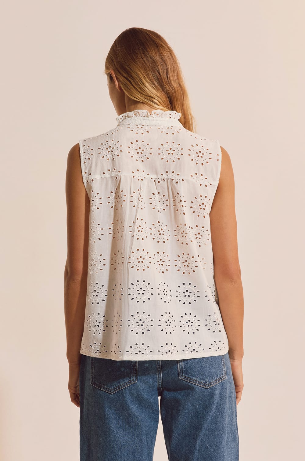 Chemise sans manches avec broderie en coton;${refinementColor}