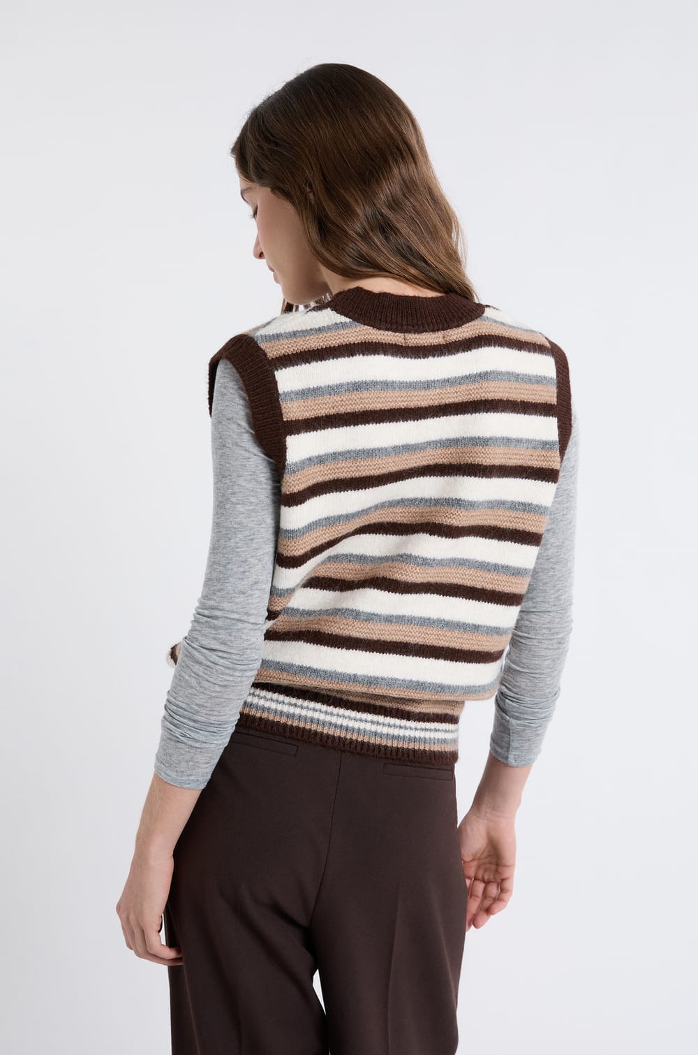 Pull sans manches à rayures;${refinementColor}