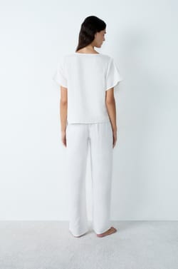 Chemise manches courtes en coton à nœuds;${refinementColor}