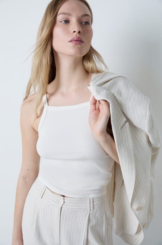 Ribbed Cotton Tank Top;${refinementColor}