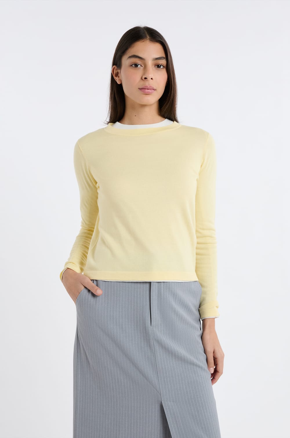 Pull col rond en laine;${refinementColor}