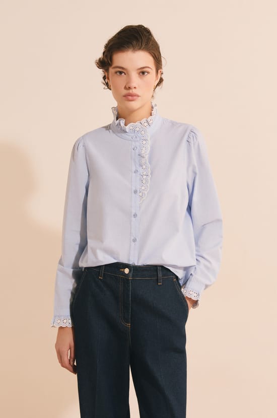 Chemise en coton avec broderie anglaise;${refinementColor}