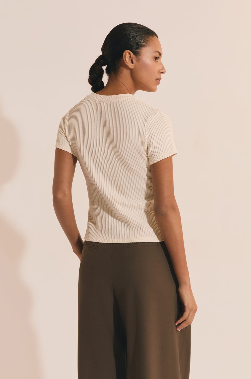 Ribbed Cotton T-shirt;${refinementColor}