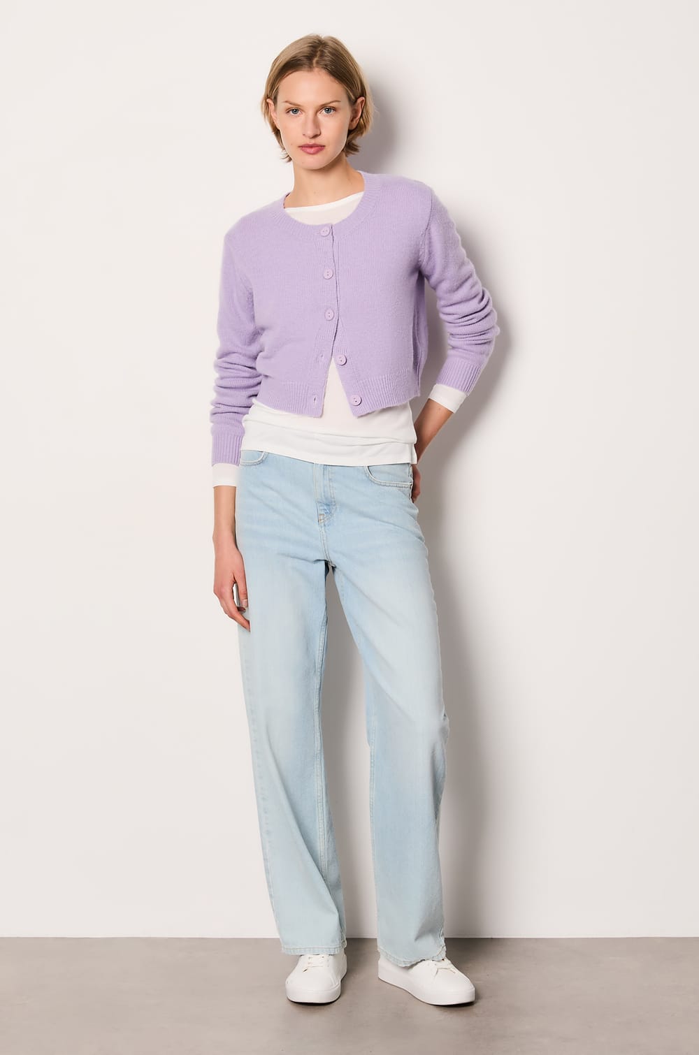Short Buttoned Cardigan;${refinementColor}