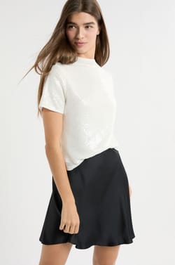 Short-sleeved sequin T-shirt;${refinementColor}