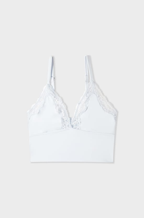 Soutien-gorge triangle en microfibre et dentelle;${refinementColor}