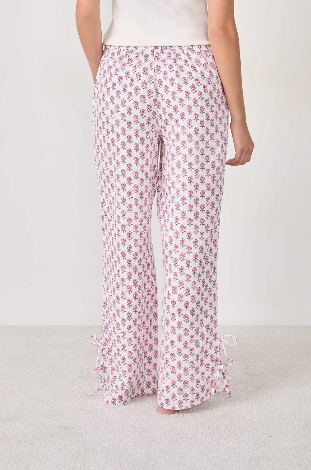 Pantalon de pyjama à imprimés en coton;${refinementColor}