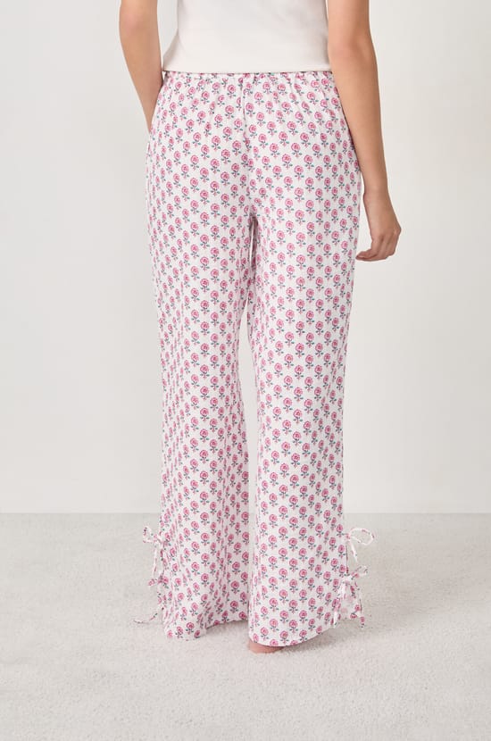 Cotton pyjama trousers with prints;${refinementColor}