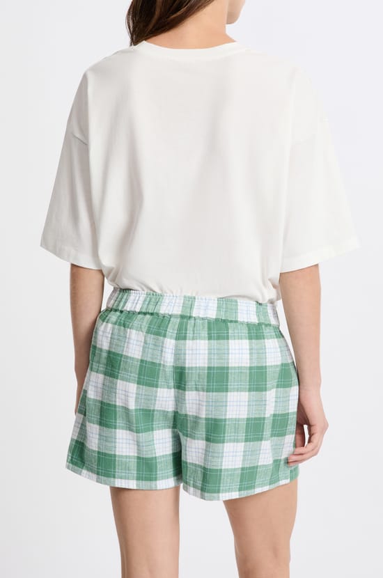 Short de pyjama à carreaux en coton;${refinementColor}