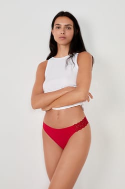 Microfiber And Lace Bikini;${refinementColor}