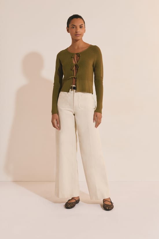 Cardigan &agrave; manches longues avec d&eacute;tails n&oelig;uds;${refinementColor}