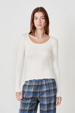 T-shirt de pyjama manches longues en pointelle;${refinementColor}