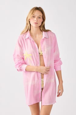 Robe chemise brodée en coton;${refinementColor}