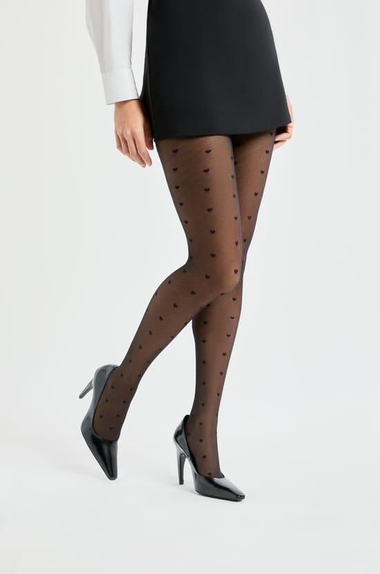 Heart polka dot fashion tights;${refinementColor}