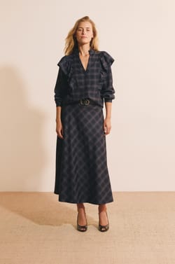 Chemise volant&eacute;e &agrave; carreaux;${refinementColor}