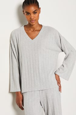 Gerippter Pyjama-Sweatshirt;${refinementColor}