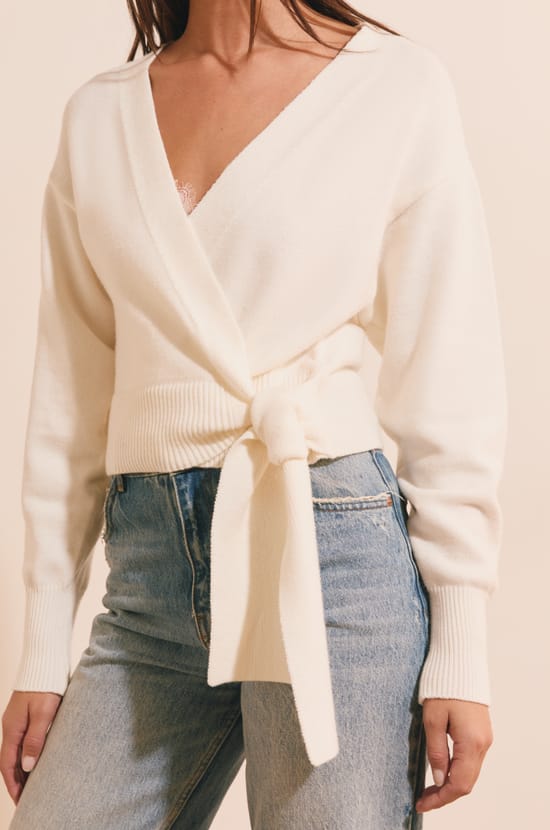 Long-Sleeved Tie-Front Cardigan;${refinementColor}
