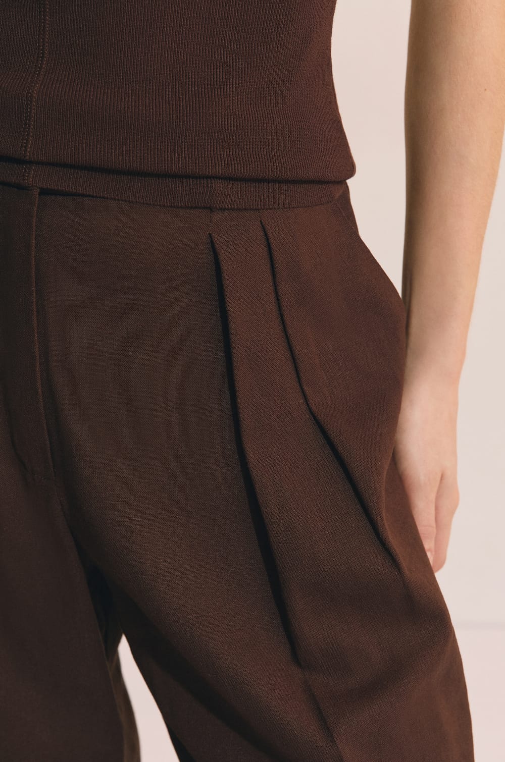 Pantal&oacute;n ancho de lino;${refinementColor}