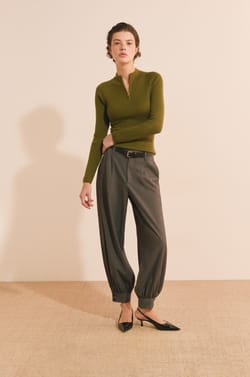 Pull c&ocirc;tel&eacute; manches longues avec col haut;${refinementColor}