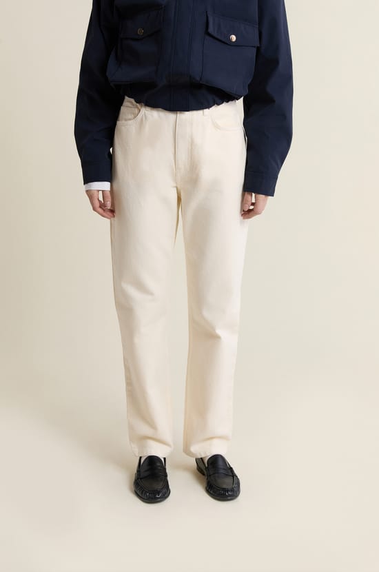 Straight Cut Cotton Jeans;${refinementColor}