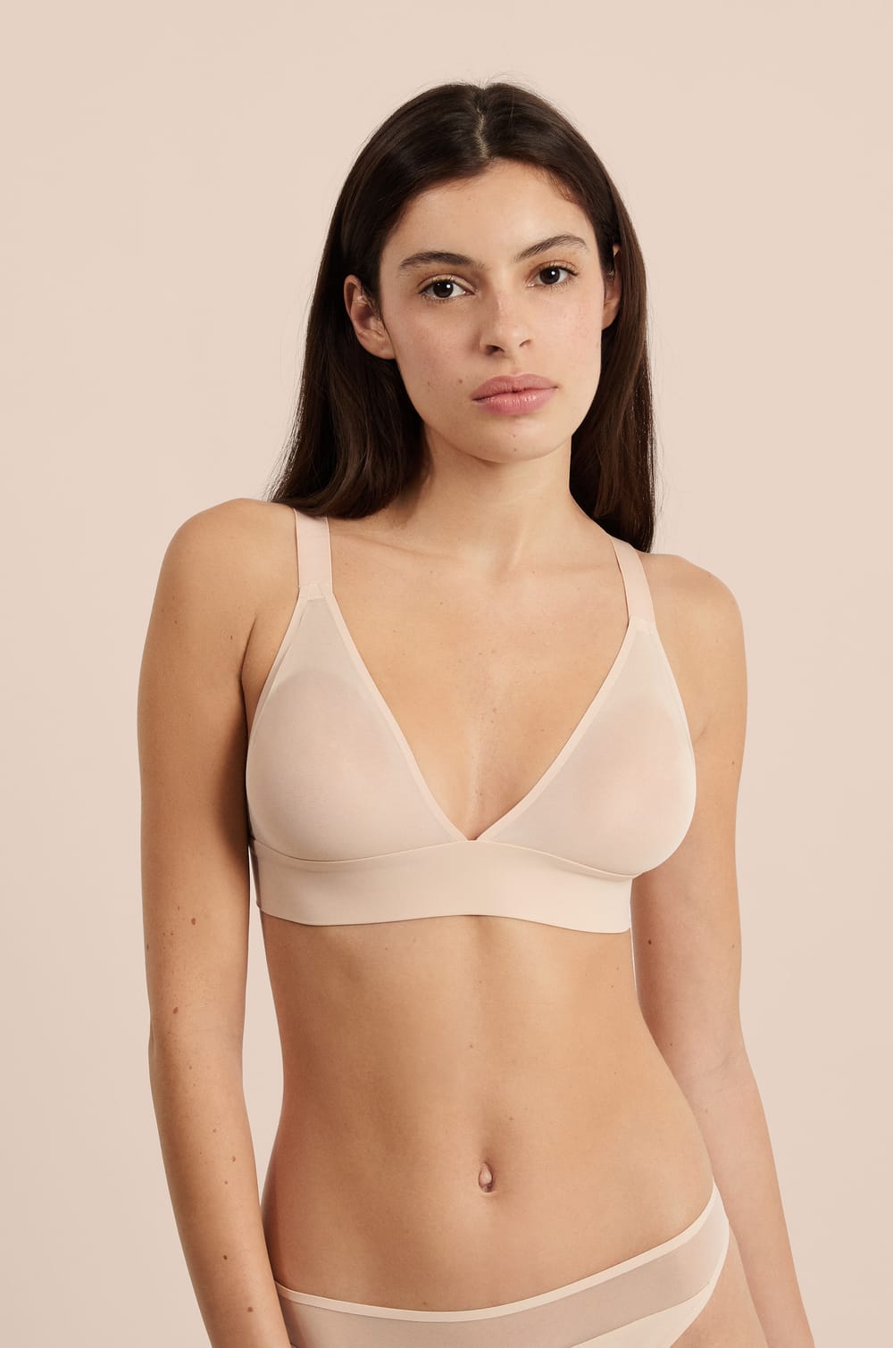 Soutien-gorge triangle sans armatures en tulle;${refinementColor}