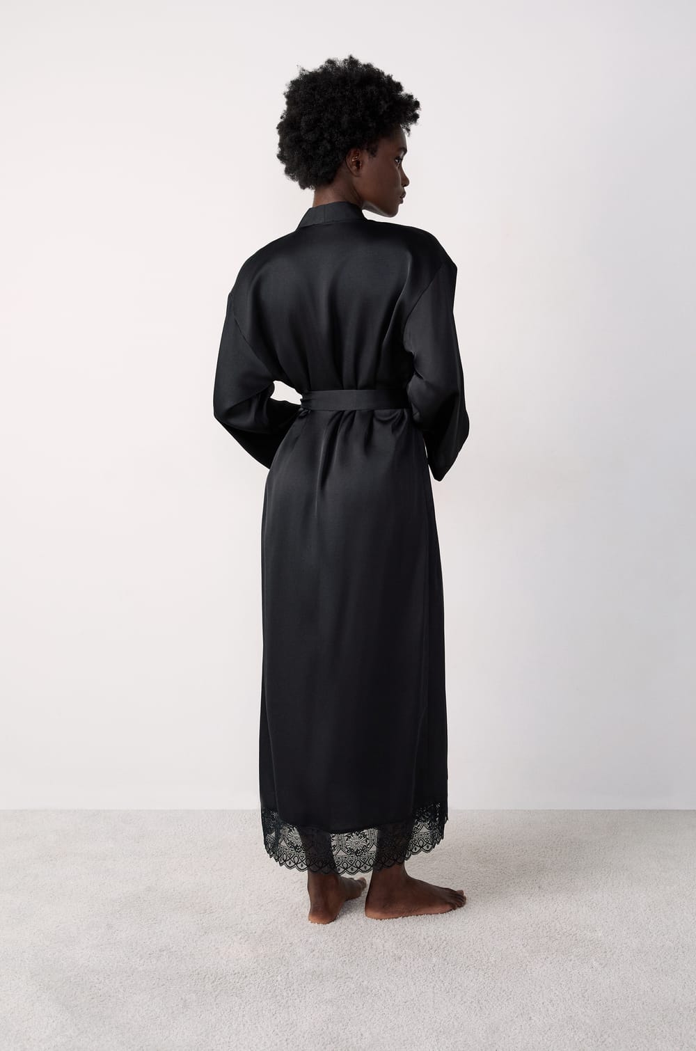 Long Satin Robe With Lace Details;${refinementColor}