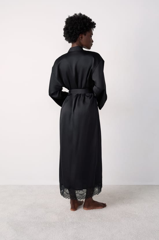 Long Satin Robe With Lace Details;${refinementColor}