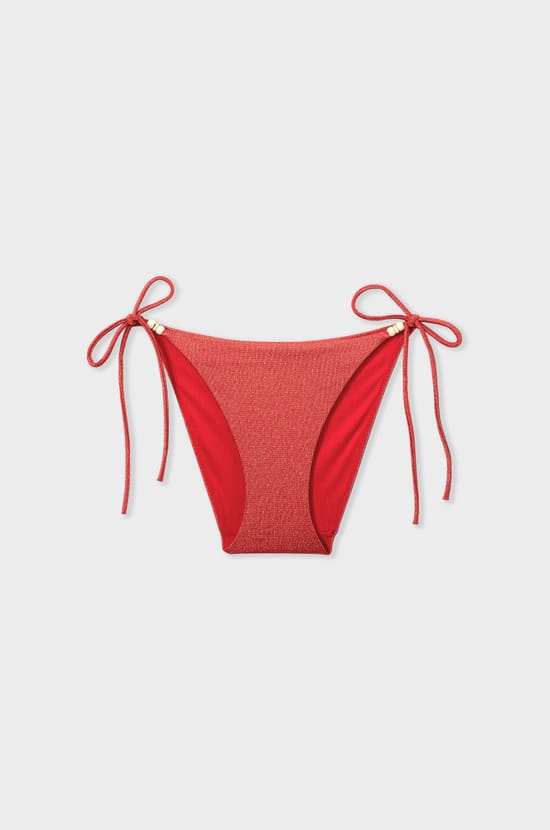 Glittery tie-side bikini bottom;${refinementColor}